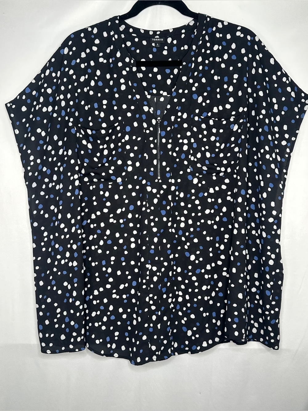 Torrid Cheetah Dot Georgette Zip Front Dolman Blouse Sz 6X